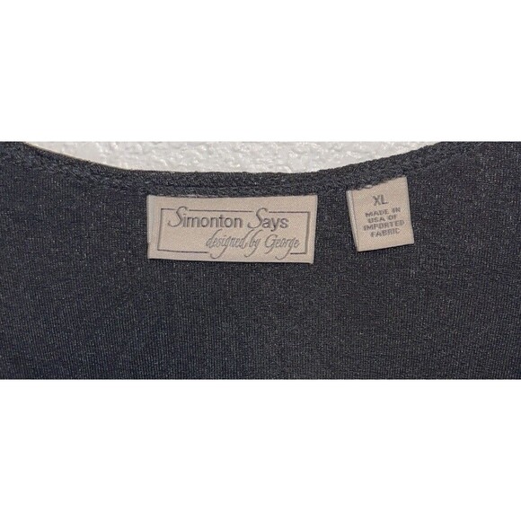SIMONTON SAYS Open Front Cardigan Textured Shimmering Black Women Sz XL - Picture 3 of 6
